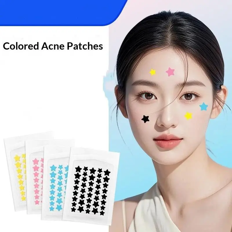 24/40/51/52 Patches Colorful Star Shaped Hydrocolloid  Patches Fast Absorption For Daily Skincare