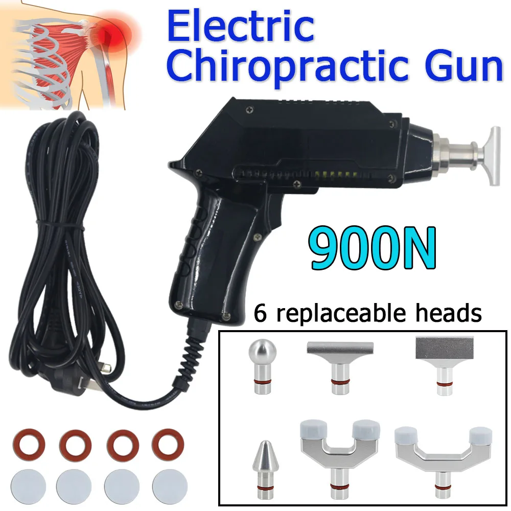 

900N Chiropractic Adjustment Tool 6 Heads Replaceable Electric Chiropractic Adjustable Gun 2025 New Spine Massage Instrument