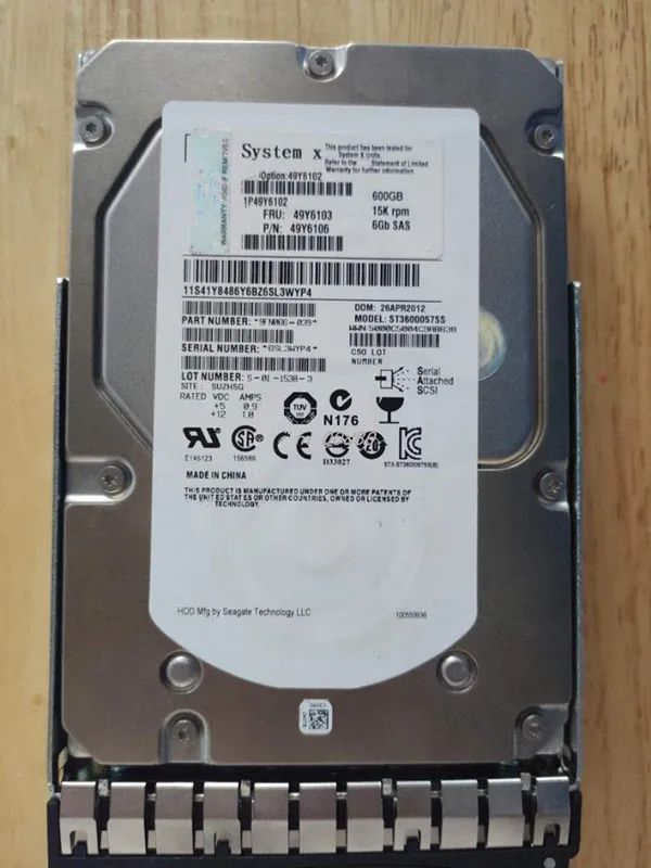 

49Y6102 49Y6103 49Y6104 600GB 15K 6Gbps SAS 3.5 HDD Hard Drive