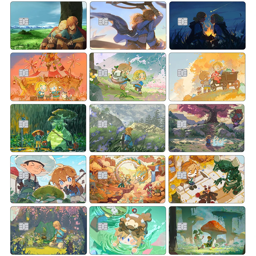 

Link Anime Cartoon Game Collect Diy Sticker Decal Card Small Chip Front Side for Credit Bank Card Skin Stickers Metro Card Gift