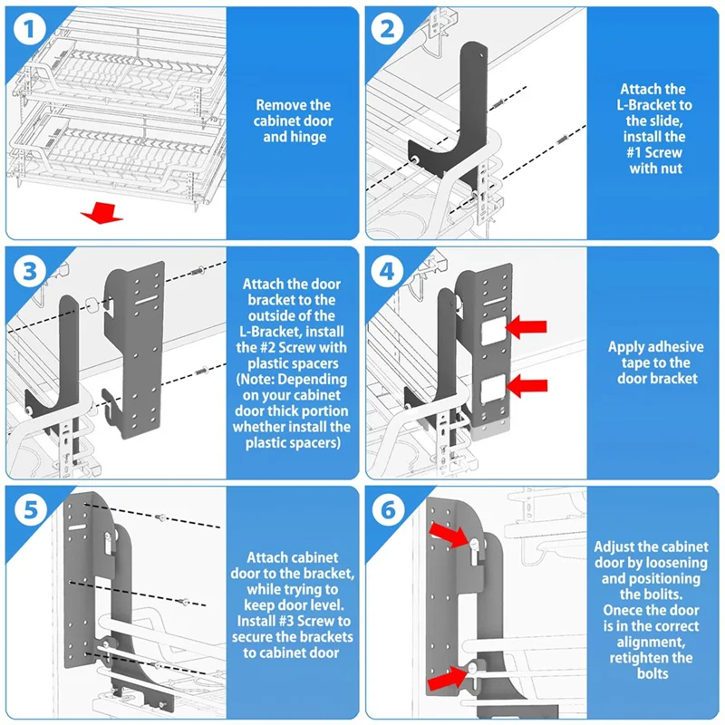 

AB66-5WB-DMKIT Комплект крепления на дверь для полки Rev-A, выдвижной органайзер для шкафа, органайзер для двери кухонного шкафа