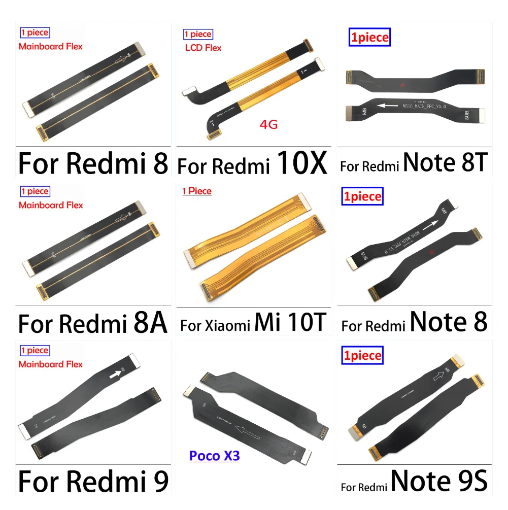 10PCS Main Board Connector Board LCD Display Flex Cable For Xiaomi Redmi 8 8A 9 Note 8 8 Pro 8T 9 9s Mi 10T 10 Lite Poco X3 NFC