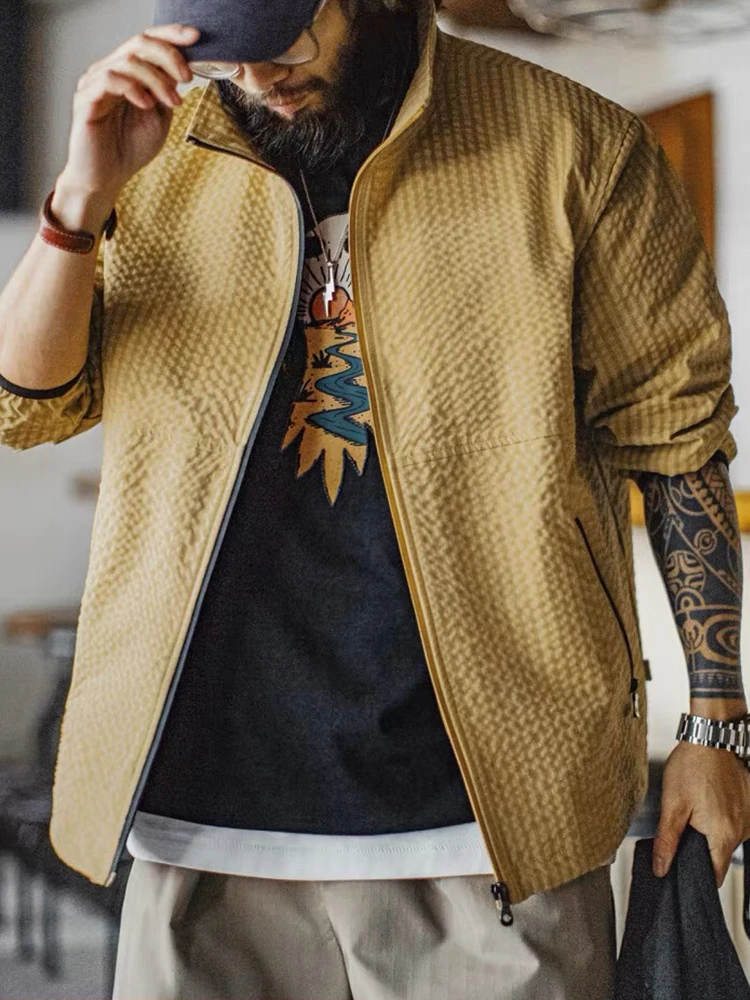 

Maden Casual Outdoor Jaet Men's Spring Summer Yellow Outdoor Mountain Series Breathable Windproof Stand Collar Workwear