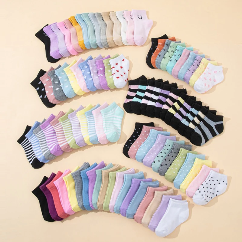 15 Paar gemischte kurze Knöchelsocken für Kinder, süße Cartoon-Smiley-Herz-Print, elastische Kleinkind-Kindersocken für alle Jahreszeiten – Detail 2