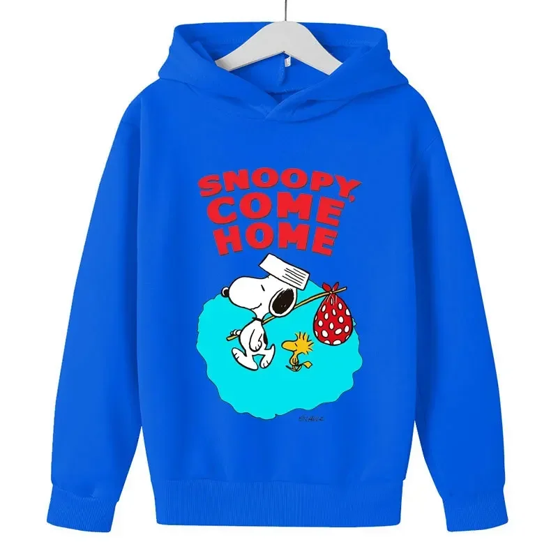 Snoopy White Cartoon Anime Children Pullover Tops 2024 New Fashion Boy Girl Kids Hoodies Spring Autumn Children\'s Sweatshirt