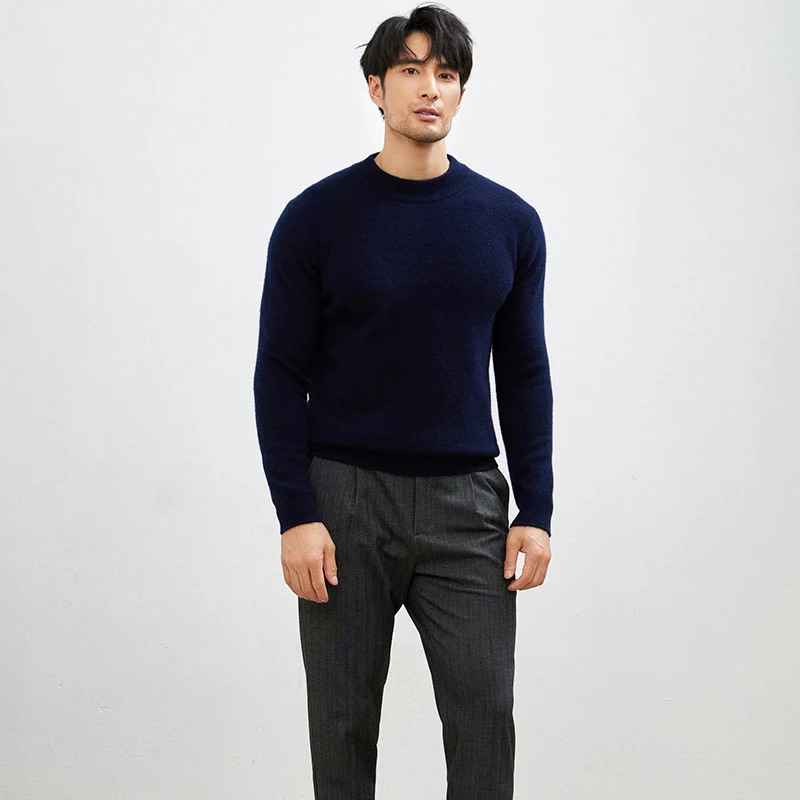 

7 Needle Thickened Men's Sweater 100% Cashmere Double Layer Half Turtleneck Pullover Soft Comfortable Knitted Base Shirt Top