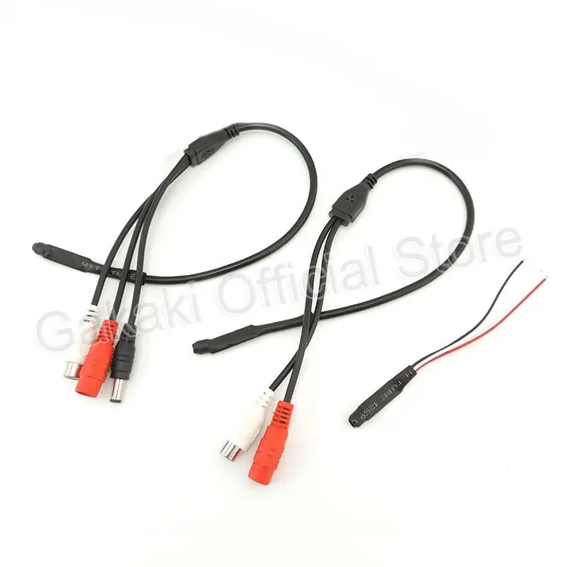 Audio Microphone Mic RCA + DC Male Female Plug Power Cable For Mini CCTV Security Camera Sound Monitor Pick Up 