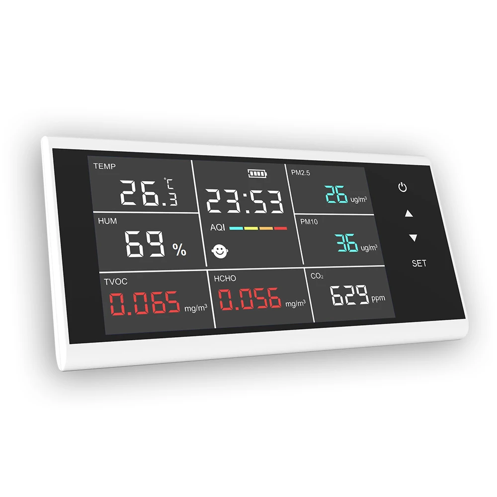 Dienmern New Wall-mounted 9 in 1 Air Quality Detector Touch Display CO2/PM2.5/HCHO Sensor Meter,Hot Selling