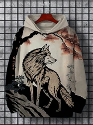 Fun Japanese Harajuku fashion men's hoodie casual y2k hoodie men's autumn and winter anime beast pattern sports hoodie