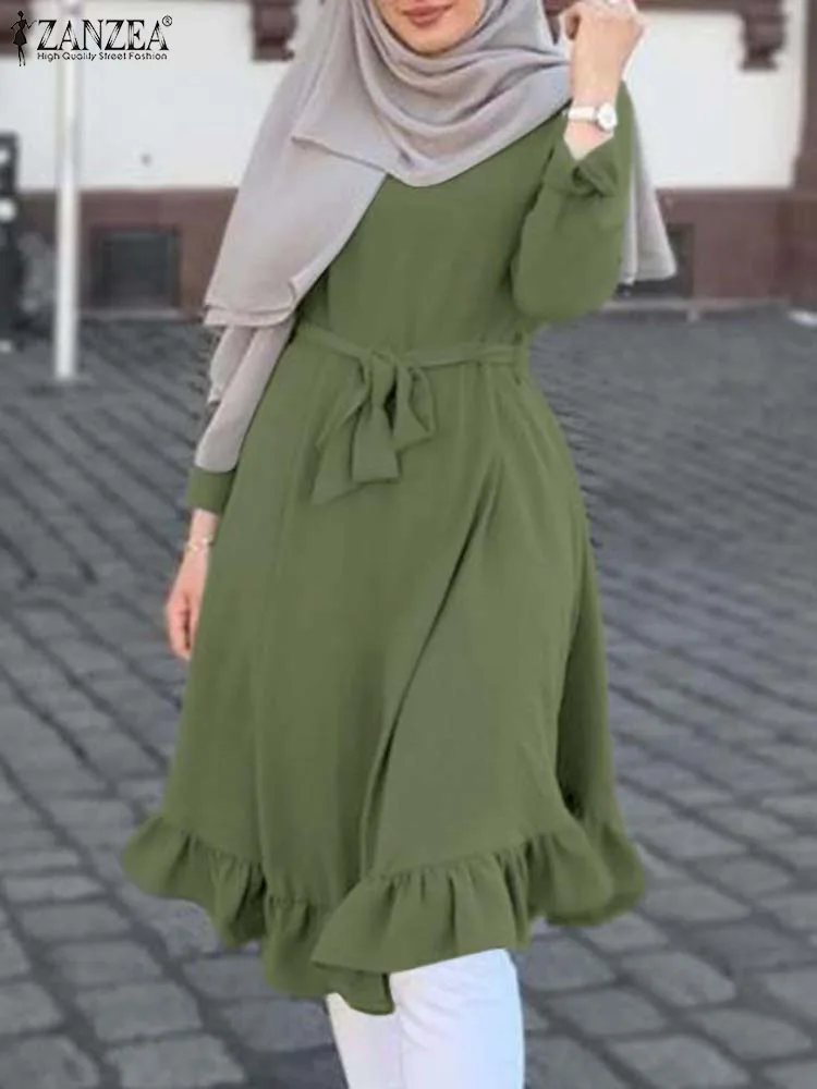 

Muslim Hijab Blouse Islamic Clothing ZANZEA Women Long Sleeve Asymmetrical Shirt Turkey Tops Loose Ramadan Abaya Dubai Kaftan