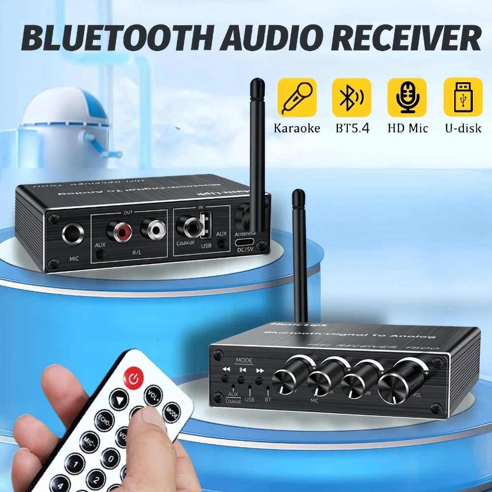 DAC Bluetooth 5.4 Audio Receiver Digital To Analog Converter 3.5mm AUX RCA Coaxial USB U-Disk Karaoke Stereo Wireless Adapter