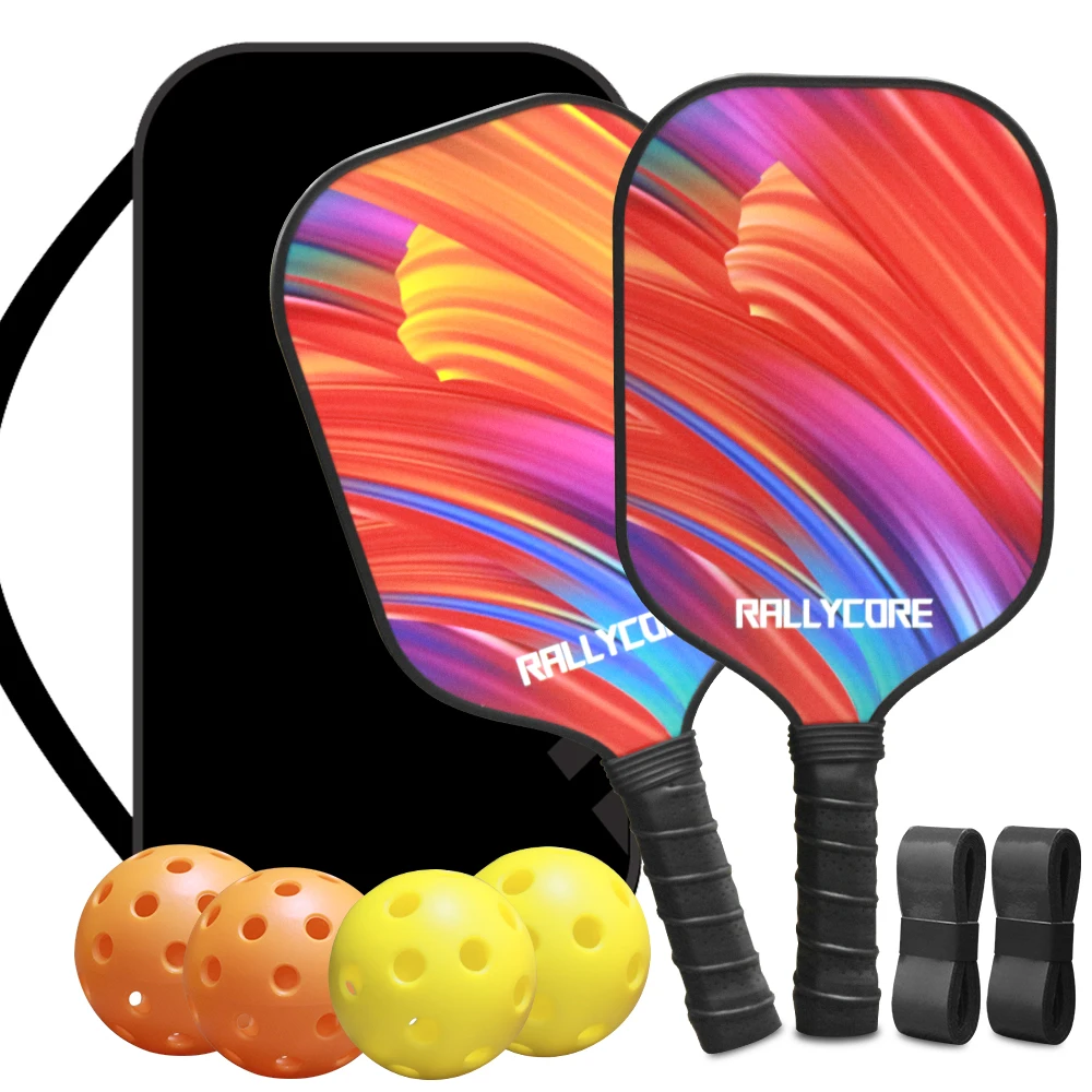 Juego de 2 paletas de Pickleball, superficie de fibra de vidrio para potencia y control mejorados, incluye 2 paletas, 4 bolas y bolsa de Pickleball, Be