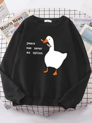 Peace Was Never An Option Goose Printed Womens Hoody Shoulder Drop Warm Hoodies simple Soft Hoodie Street Casual Female Pullover