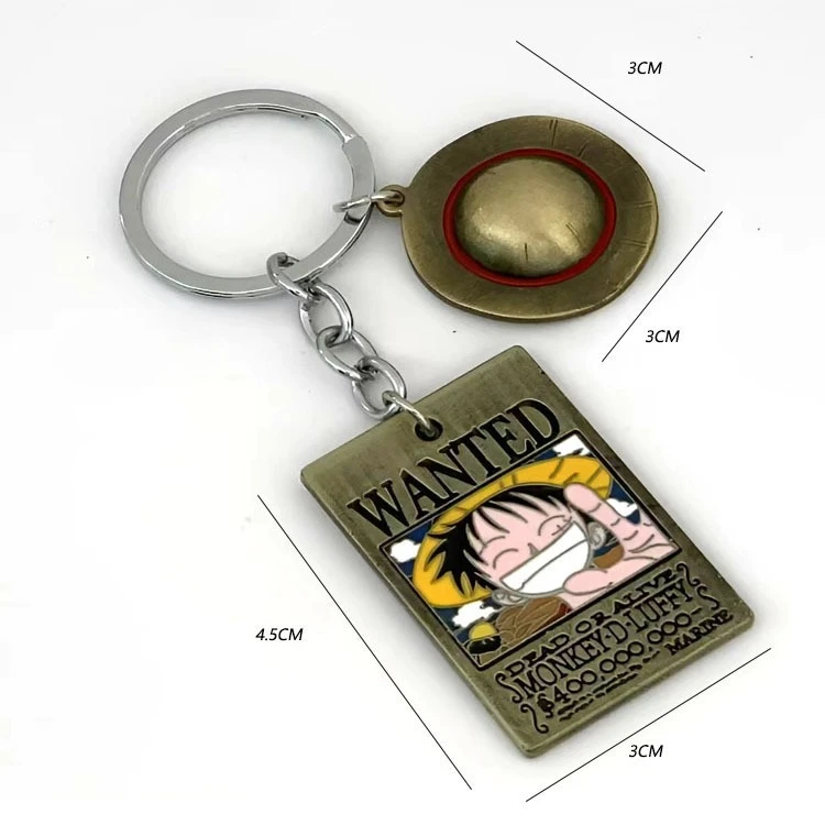 One Piece Luffy Roronoa Zoro Ace Secondary Creative Cartoon Wanted Keychain Personality Alloy Backpack Decorative Pendant Gift - view 3