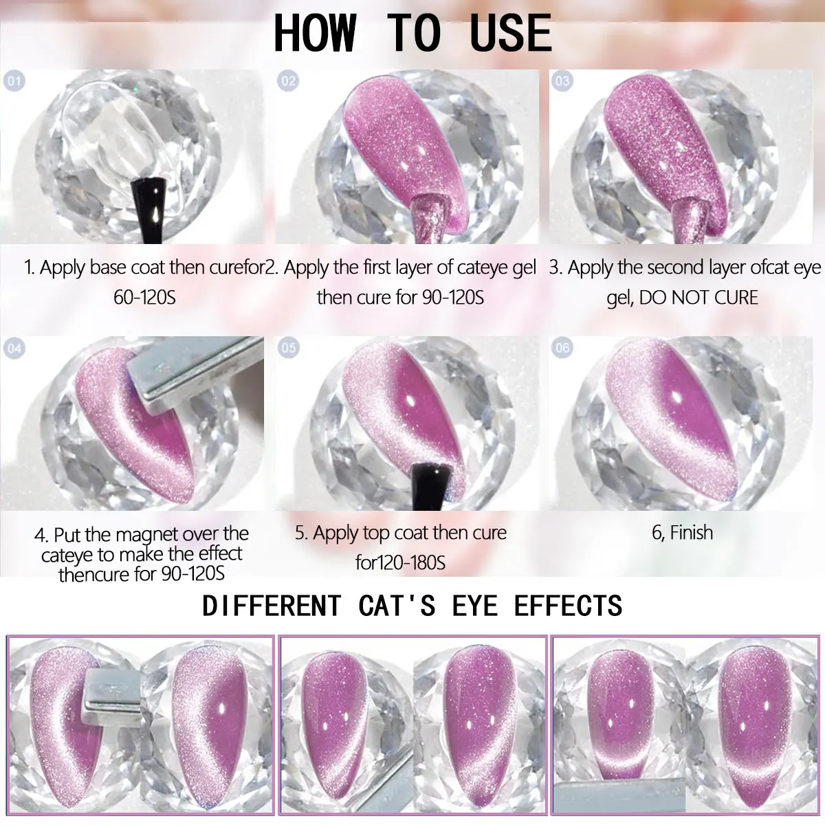 ชุดทาเล็บเจล Cat Eye GAVY 6 ชิ้น พร้อมเอฟเฟกต์โฮโลแกรม ต้องใช้ UV LED สําหรับการบ่ม ออกแบบมาเป็นพิเศษสําหรับผู้หญิง