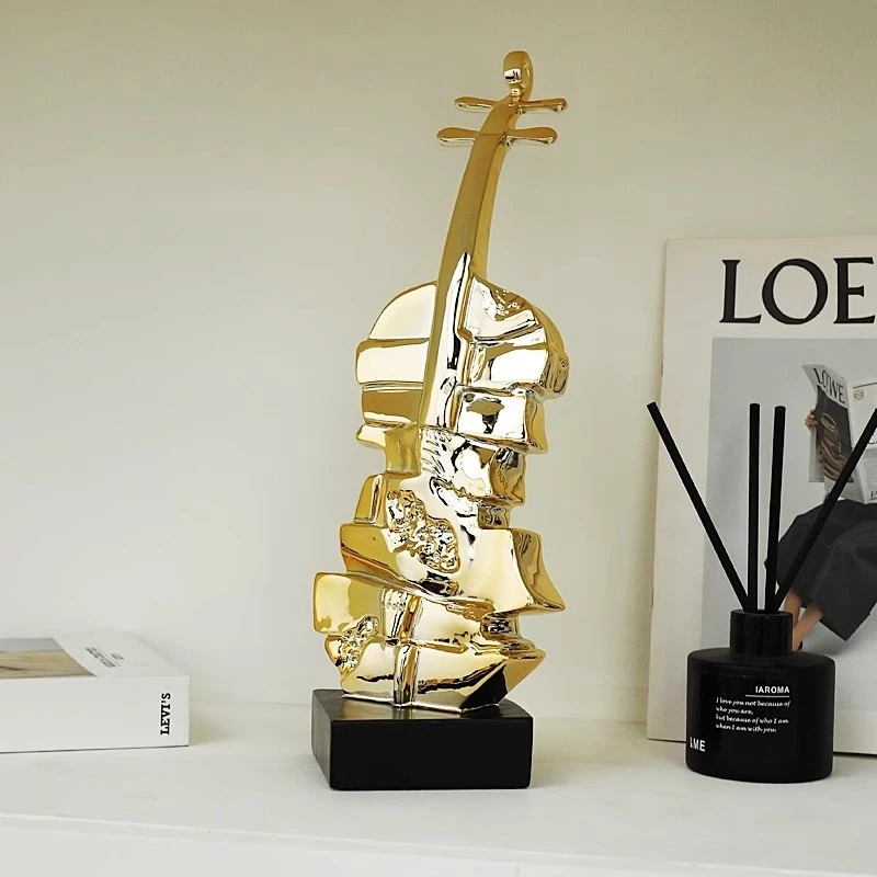 Creative violin ornament light luxury high-end handicrafts wine cabinet decoration study office desktop decoration gift