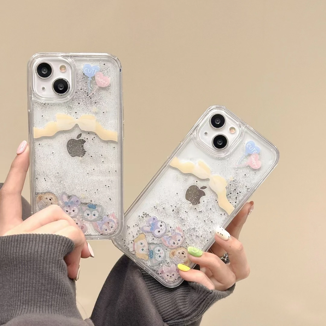 Disney Castle Doll Cartoon Cover for iphone 15 pro max 11 12 13 14 Pro Max Duffy ShellieMay Liquid quicksand Phone Case