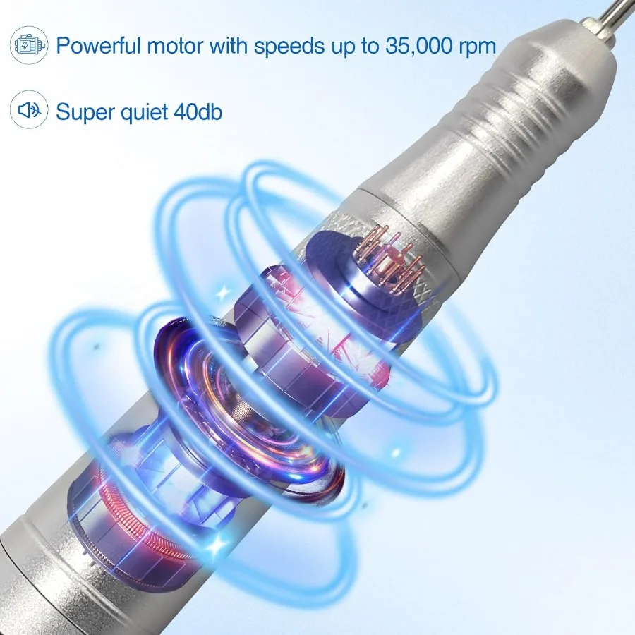 ชุดเจาะเล็บไร้สายแบบชาร์จไฟได้ปรับความเร็วเครื่องเจาะเล็บสำหรับอะคริลิคเจลผงจุ่มเล็บแบบพกพาตะไบเล็บ