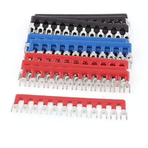 15pcs 400V 10A Fork Shape Pre-Insulated 12P Barrier Terminal Block Strip