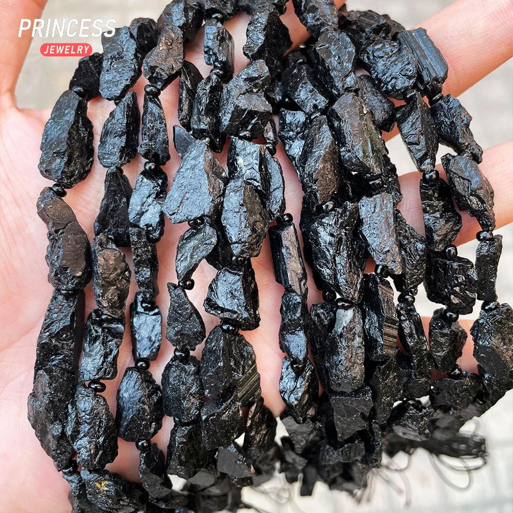 

Hot Sell Natural Black Tourmaline Raw Ore Beads 8-10mm Loose Gemstone Beads for Jewelry Making Wholesale Beads DIY Accessories