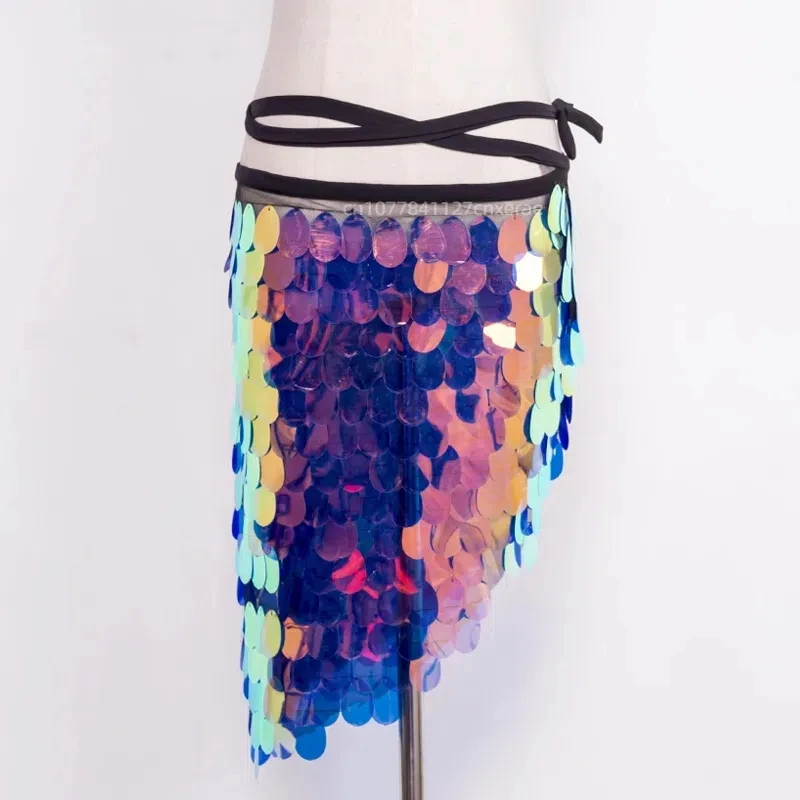 Bauchtanz Kostüm Kurze Hüfte Schal Rock Dame Meerjungfrau Pailletten Bauchtanz Hüfte Schal Wrap Gürtel Pailletten Fisch Skala Dancewear Frauen