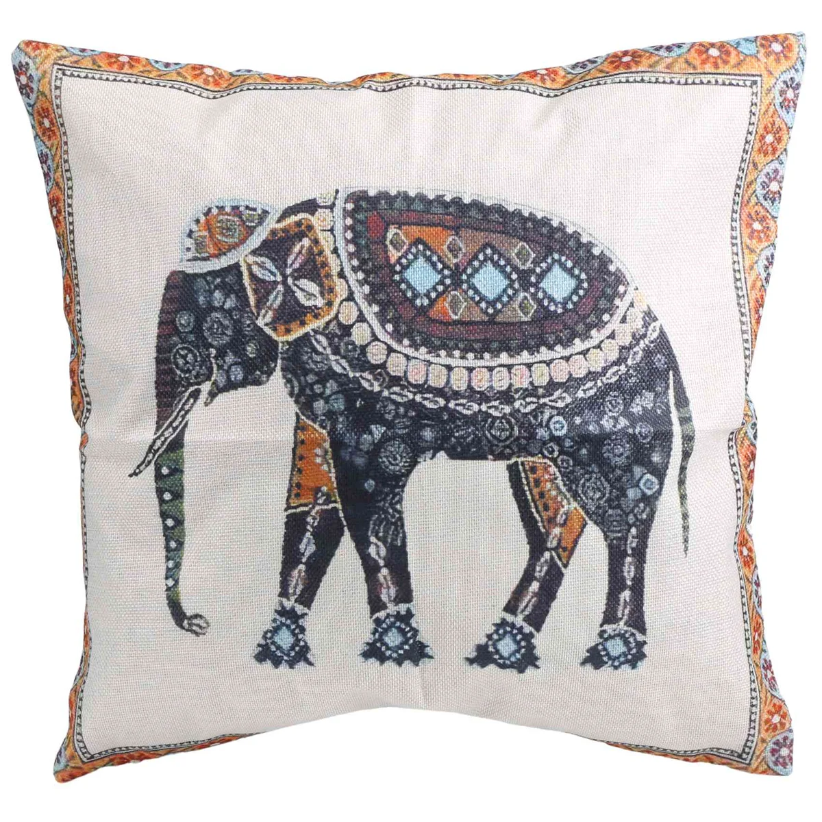 Indian Knitted Elephant Cotton Linen Throw Pillow Case Cushion Cover Decor