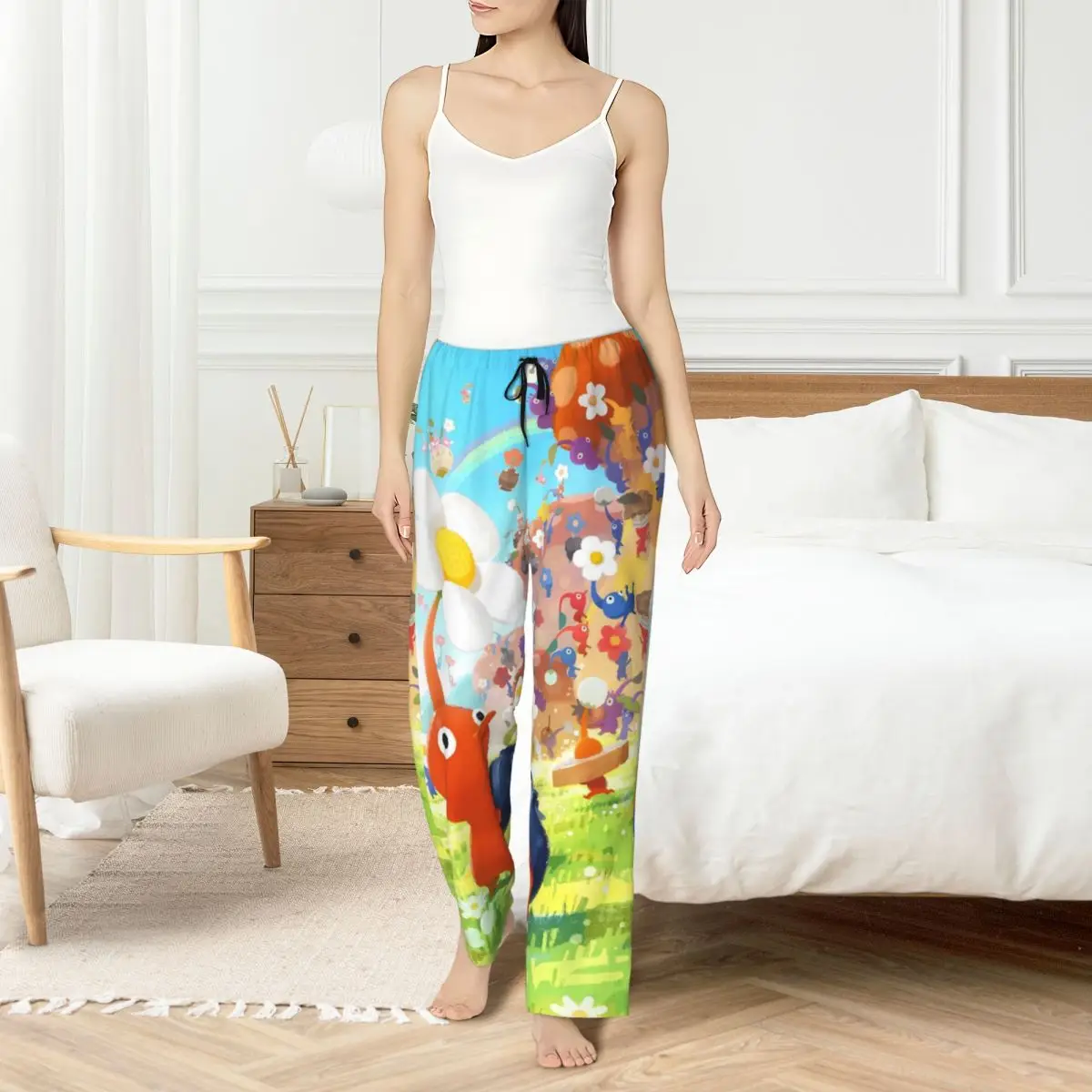 

Custom P-Pikmins Pajama Pants Women Cute Anime Lounge Sleep Drawstring Sleepwear Bottoms with Pockets