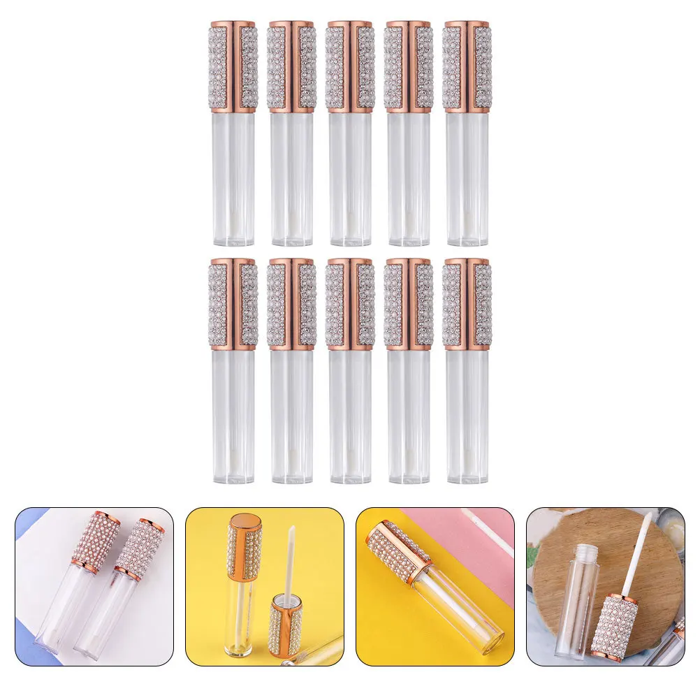 

10Pcs 5Ml Empty Lip Gloss Bottle Clear Glass Refillable Container for Lip Oil Dye Liquid Storage Travel Friendly Vials
