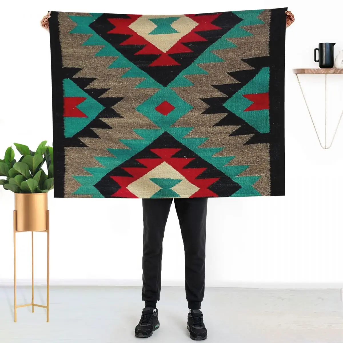 Navajo Blanket pattern, turquise, red, grey, black Throw Blanket halloween Luxury Thicken Hairys decorative Giant Sofa Blankets