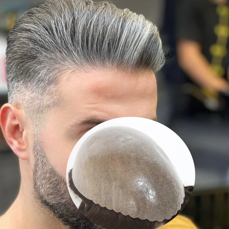 

0,12-0,14 мм прочные тонкие мужские парики с двойными узлами, настоящие натуральные человеческие волосы Remy, шиньон, сменный парик, мужские парики, шт.