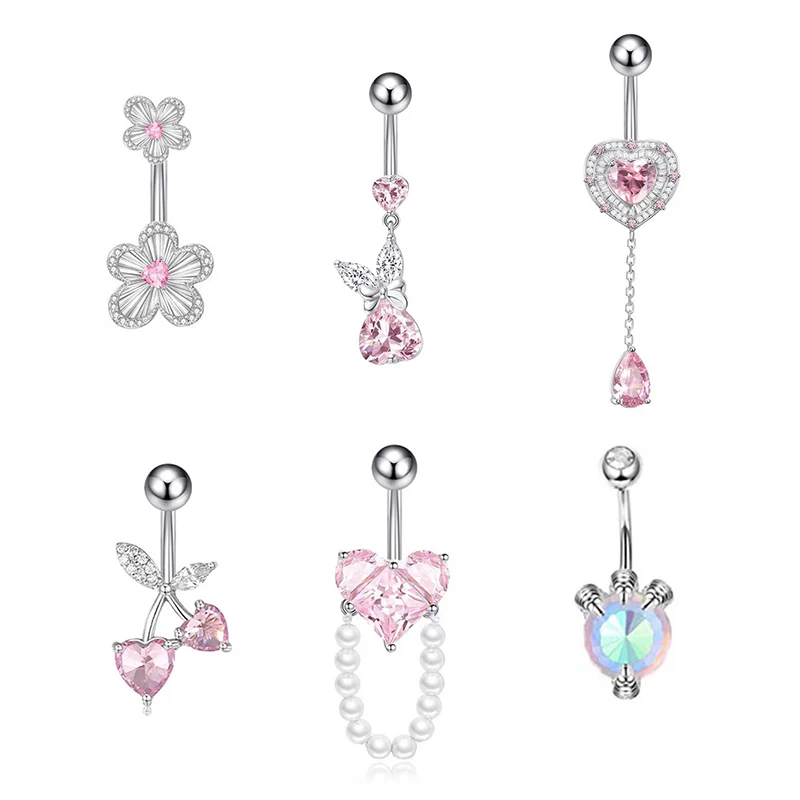 Fashion Butterfly Heart Pendant Stainless Steel Belly Button Piercing Ring For Women Girls Sexy Body Jewelry Accessories Gifts image 4