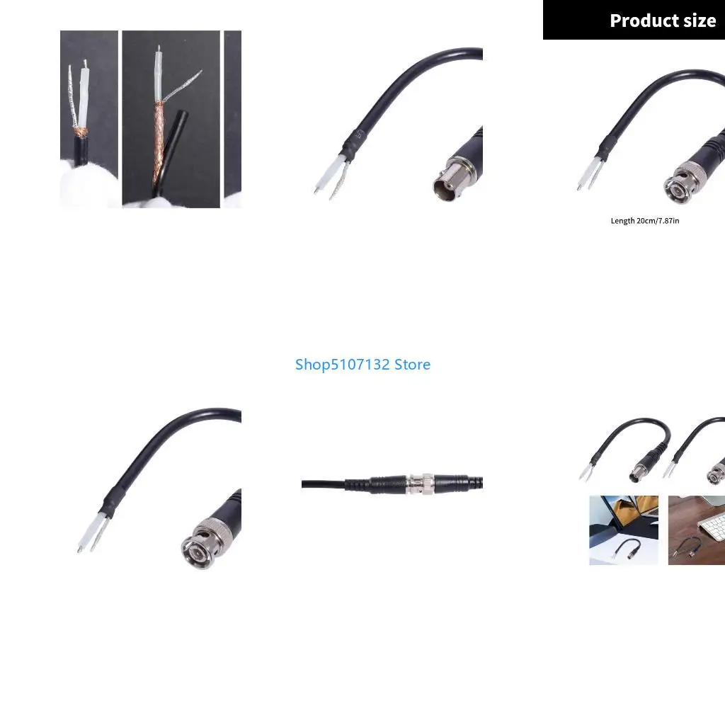 87HD BNC Male Female to Open Wire Coax Cable for CCTV Camera Transmission