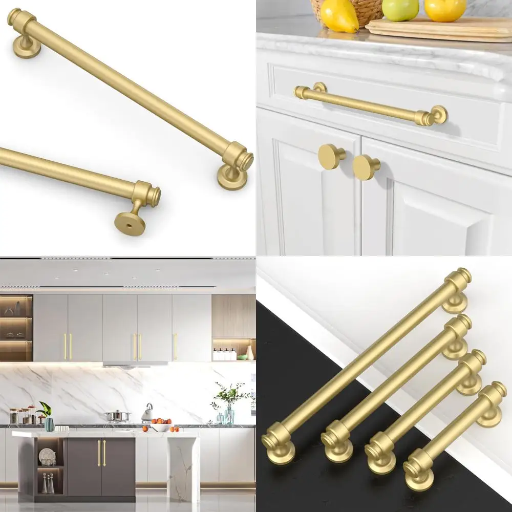 

Brushed Gold 7.5 Inch Kitchen Cabinet Handles, 10-Pack, Modern Pulls for Cupboards and Drawers, Premium Hardware for Home Renova