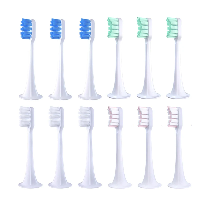 12pcs for XIAOMI MIJIA T300/500 Replacement Brush Heads Sonic Electric Toothbrush Vacuum DuPont Soft Bristle Suitable Nozzles