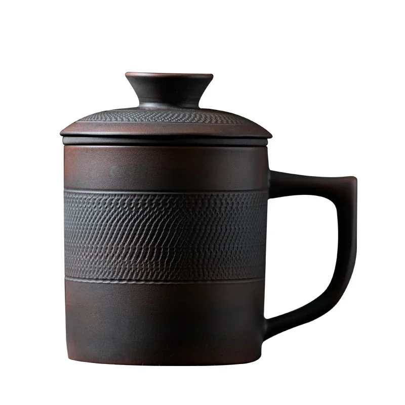 Purple Pottery Tea Separation Brewing Cup Office Owner's Water Cup Ceramic Mug With Lid Tea Cup Filtration