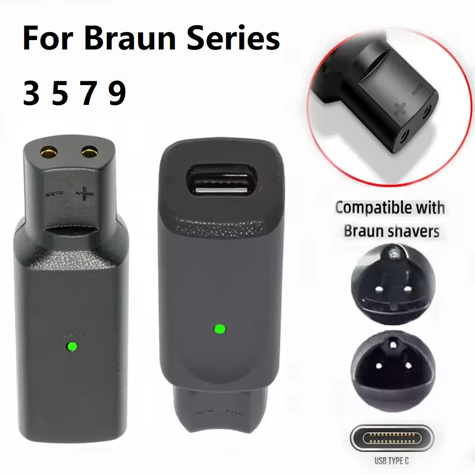 12V Typ-C Rasierer-Adapter Ladekonverter für Braun Series 3 5 7 9 Elektrorasierer mit Ladeanzeige