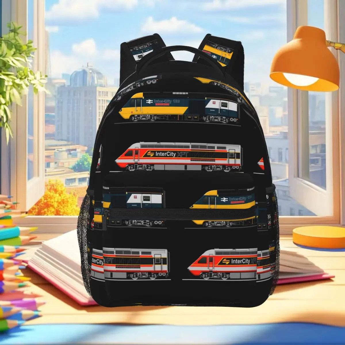 Intercity Trains Backpack Student Boys Girls BookBag Children School Bag Computer Shoulder Bags for Men Women