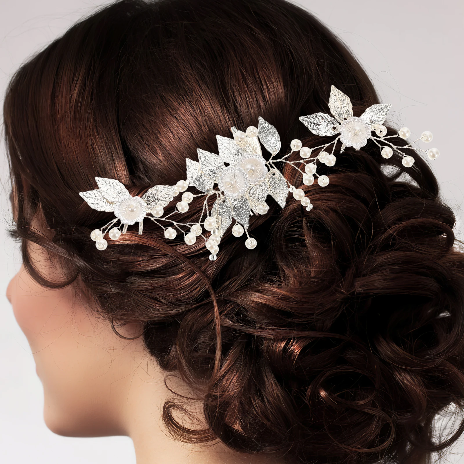 

Vintage Bridal Headpiece Set Smooth Hair Comb Rhinestone Leaf Wedding Accessories Reusable Elegant Decorations