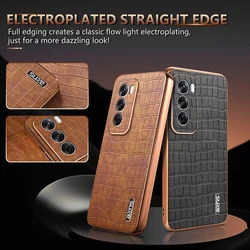 Luxury Fashion Crocodile Pattern Electroplating Design PU Leather Phone Case For OPPO Reno 14 Pro 13 Reno 12 12Pro 5G Back Cover