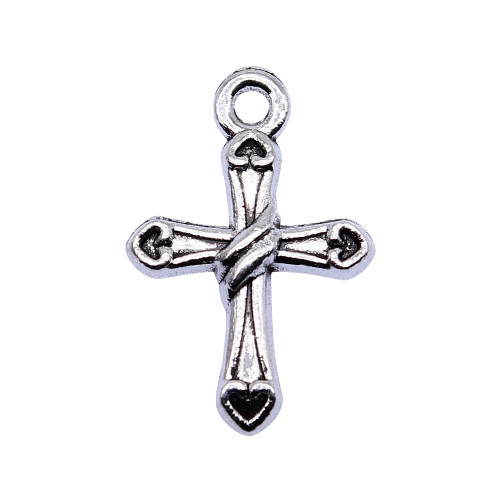 20pcs/lot 21x15mm Cross Charms For Jewelry Making Antique Silver Color 0.83x0.59inch