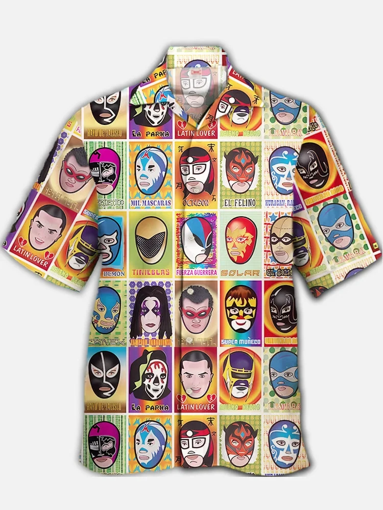 Hawaiian Men\'s Shirt Mexican Mask Pattern Tops Summer New Fashion Casual Beach Down Button Shirt  Casual holiday clothing