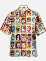 Hawaiian Men's Shirt Mexican Mask Pattern Tops Summer New Fashion Casual Beach Down Button Shirt  Casual holiday clothing