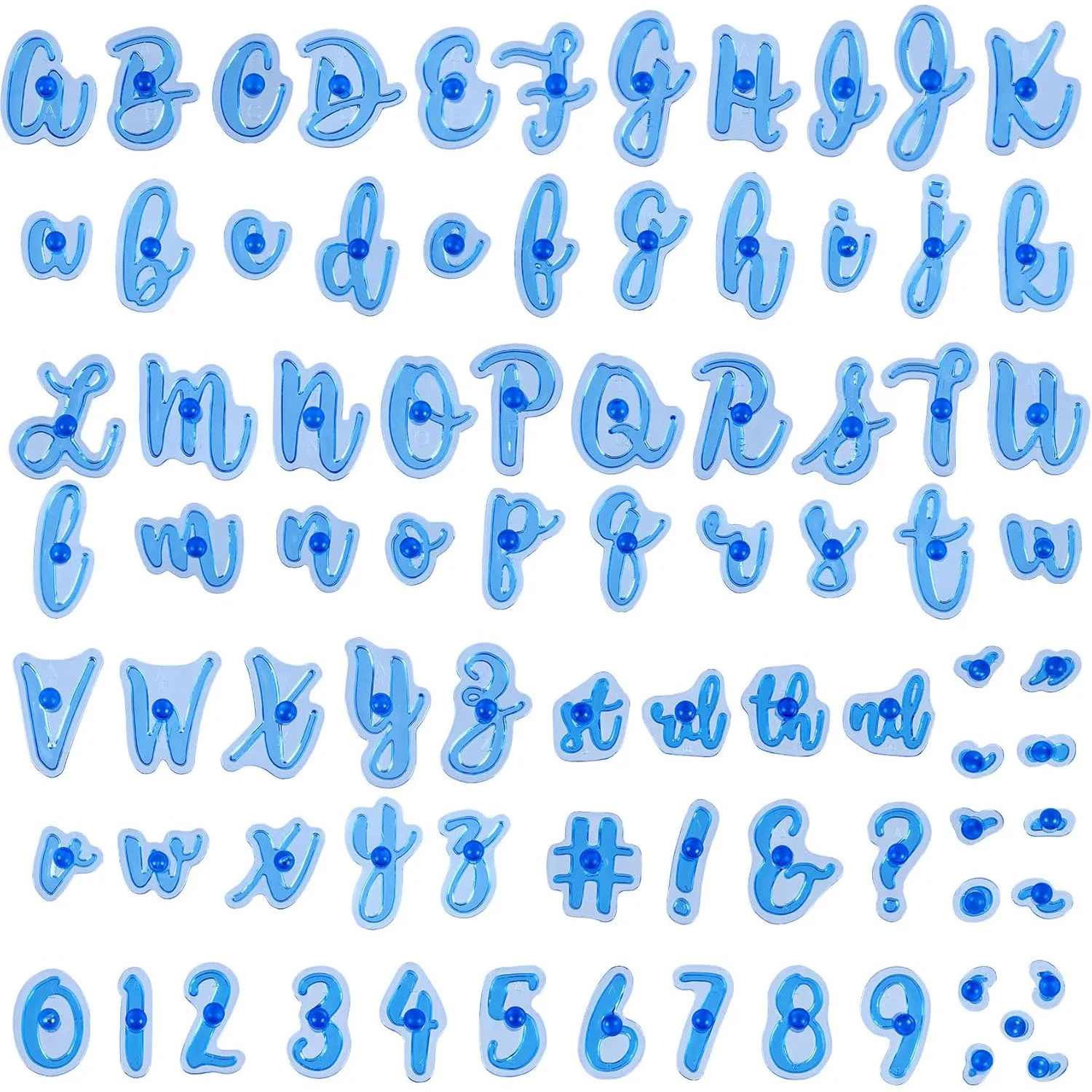 66Pcs Alphabet Number Cake Molds Special Characters Uppercase and Lowercase DIY Cookie Sugar Fondant Baking Mold Cake Decoration