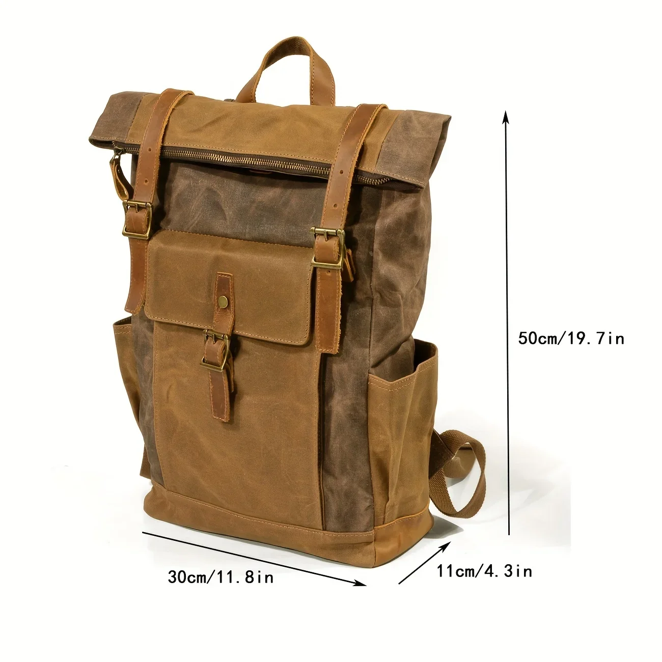 جلد البقر حقيبة من القماش مقاوم للماء سعة كبيرة المشي لمسافات طويلة في الهواء الطلق حقيبة سفر حقيبة عتيقة #2