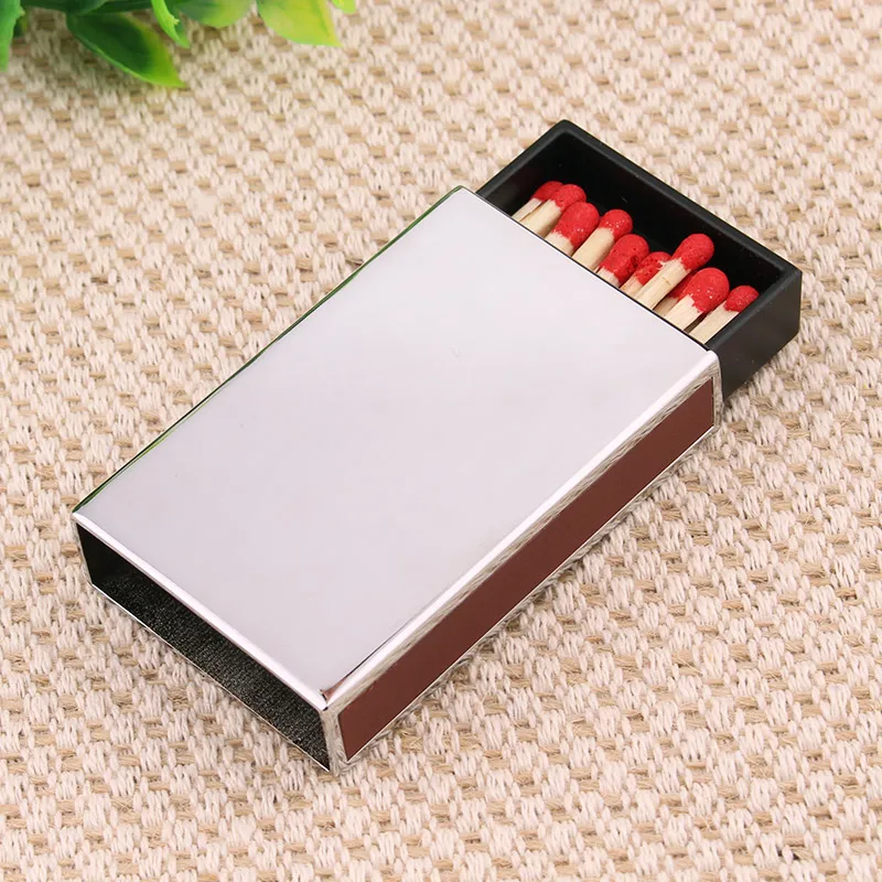 Portable Anti-Pressure Metal Cigarette Matchbox Retro Cigarette Matches Case 57*36*13mm