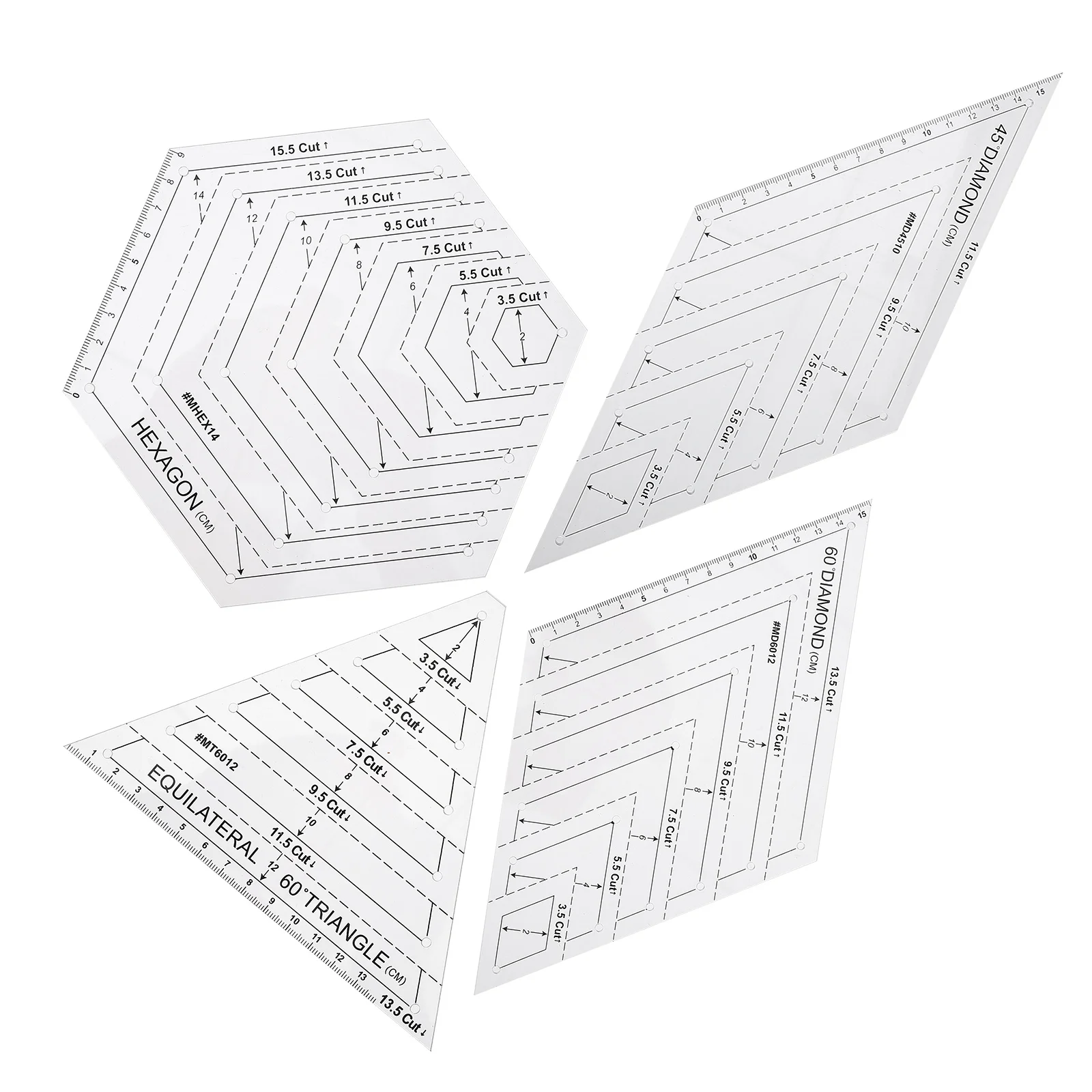 

4 Pcs Patchwork Ruler Acrylic Plastic Tools for Cloth Craft Sewing Painting Template Efficient Work Aid DIY Gift