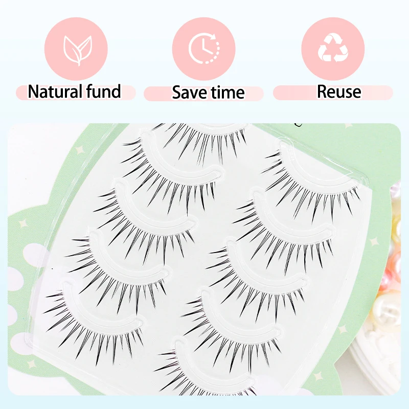 Koreaanse Idool Natuurlijke Valse Wimpers Set 3D V-vormige Nertsen Wimpers met Transparante Stam Fee Enten Extension Gereedschap Make Lash