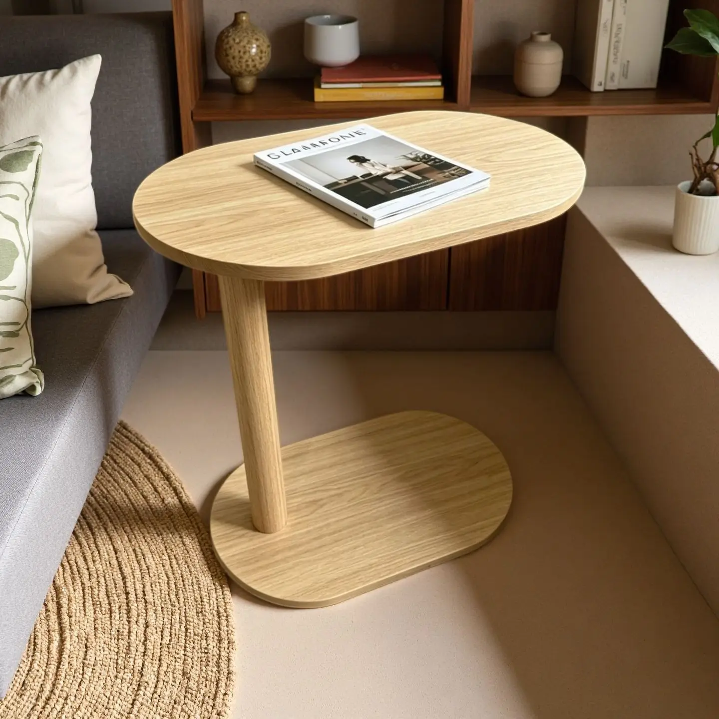 Side Table C Shaped End Table Slim Sofa Side Table For Bedroom Living Room Small Coffee Table Nightstand Bedside Table For Snack