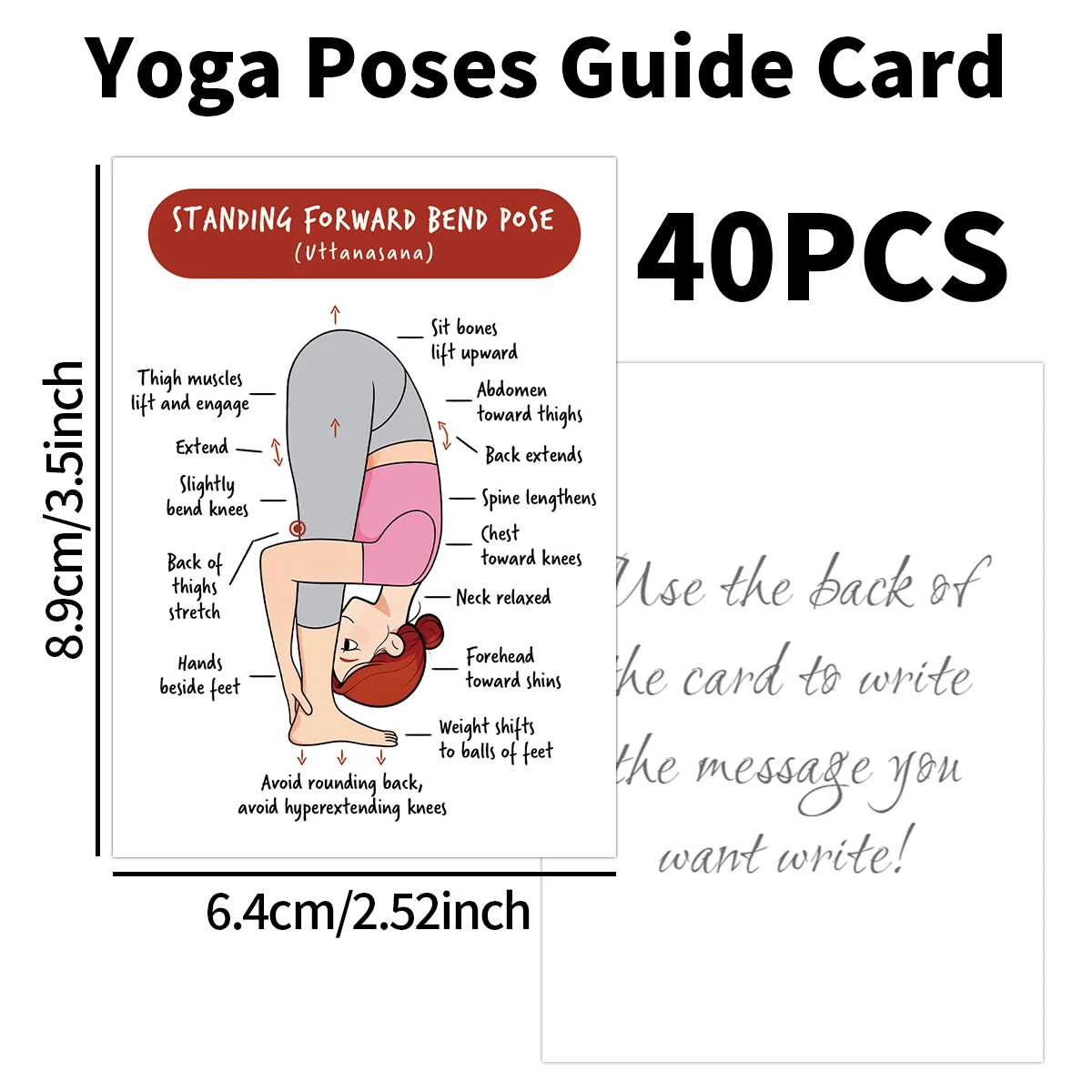 40 Stück Yoga-Posen-Führungskarten, Detailliertes Anleitungswerkzeug für Schritt für Yoga, für Yoga-Studios, Heimtraining, Geschenkkarten für Frauen – Detail 2