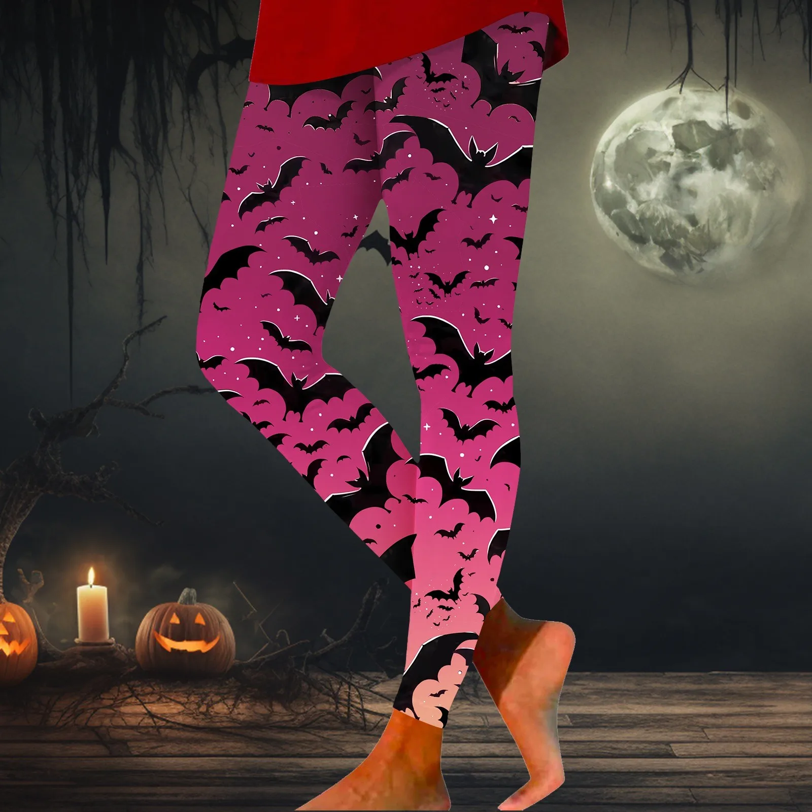 Halloween Cosplay Horror Costume Leggins New Punk Style Legging Blood Printed Leggins Lady Gothic Workout Fitness Ankle Pants